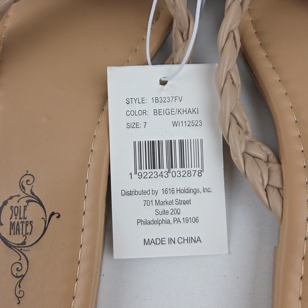 Women's Sole Mates Braided Slides Sandals Beige Size 7 NEW! - Picture 4 of 4